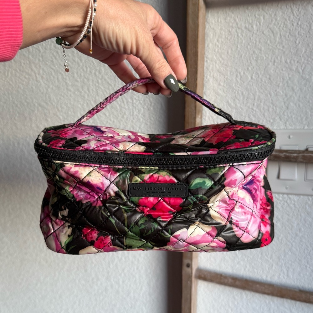 Macbeth Collection Black Floral Zip Makeup Bag NWOT